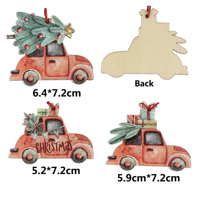 3Pcs Vintage Christmas Car with tree Ornaments