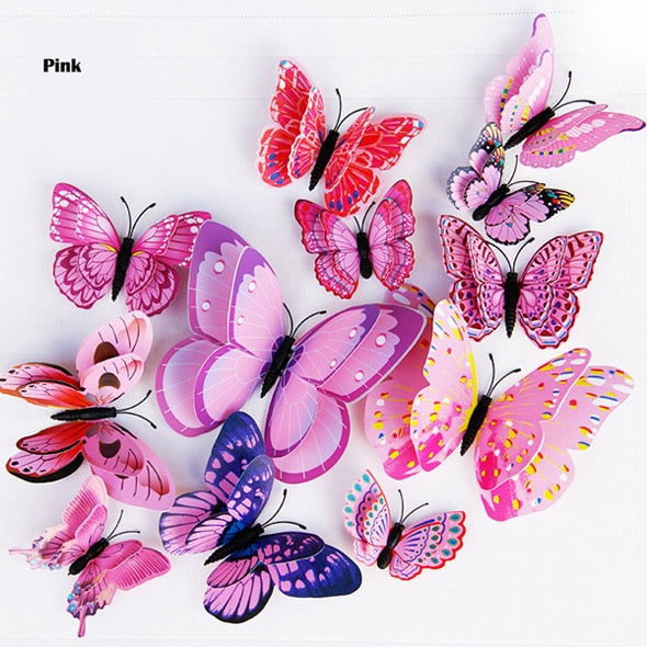 New style Double layer 3D Butterfly Wall/Fridge Sticker