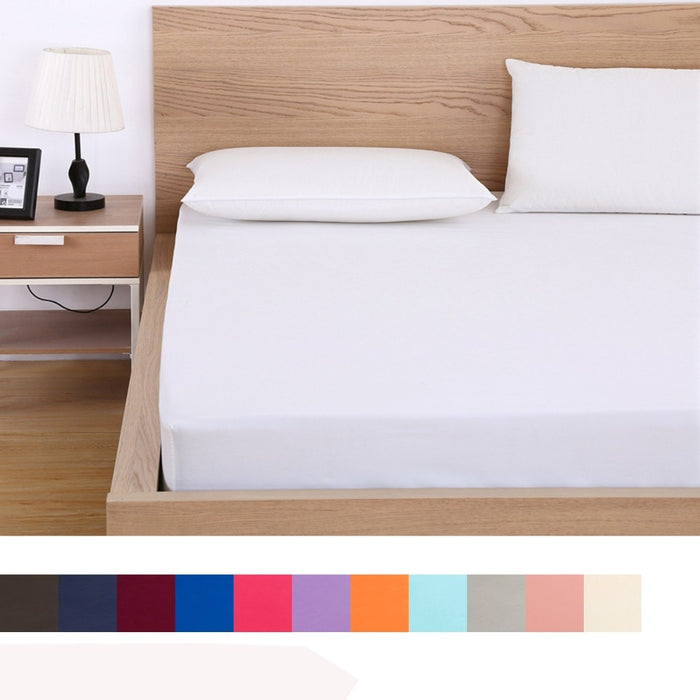 Solid Fitted Sheet Mattress Cover with all-around Elastic Rubber Band Bed Sheet