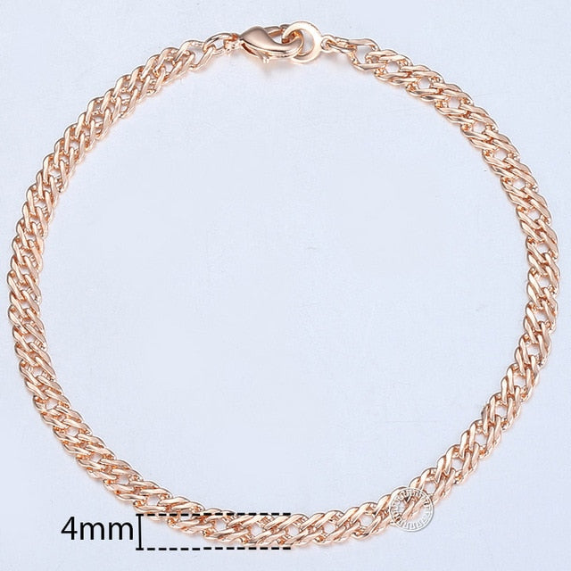 Stylish Bracelets For Women, Rose Gold Curb Snail Foxtail Chains Bracelets chain, designed shiny