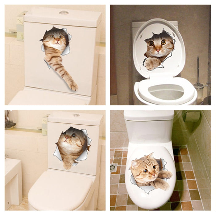 Cat Vivid 3D WC Wall Sticker