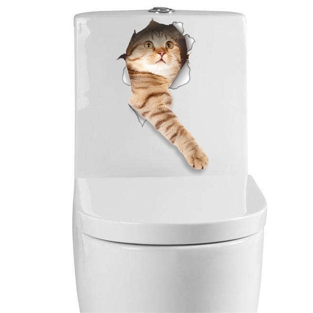 Cat Vivid 3D WC Wall Sticker