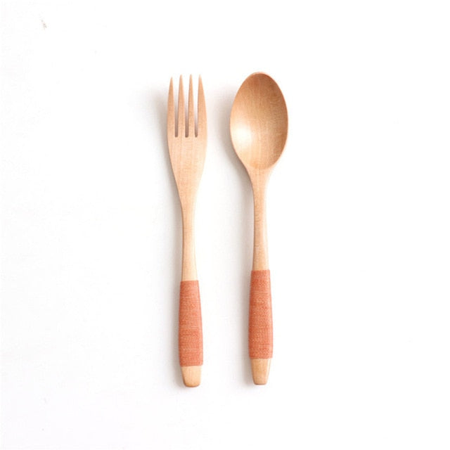 Natural Wooden Spoon & Fork Dinner