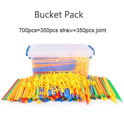 4D Straw Building Blocks Tunnel Shaped Stitching Inserted Construction Assembling Blocks Toys