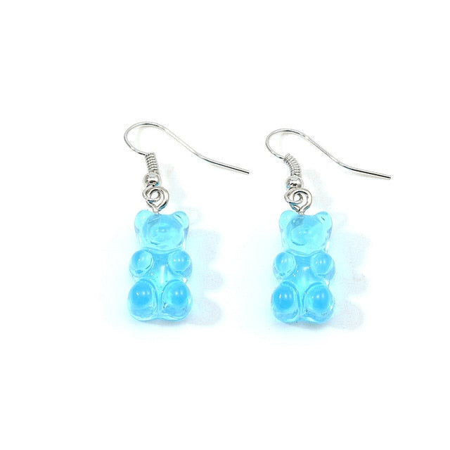 Dangle earring jelly Polychromatic Bear drop earrings fashion stud earings for women