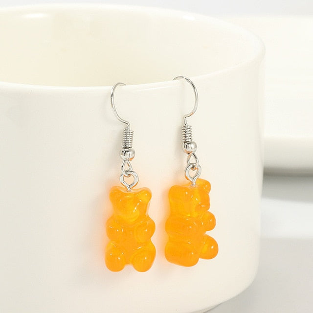 Dangle earring jelly Polychromatic Bear drop earrings fashion stud earings for women