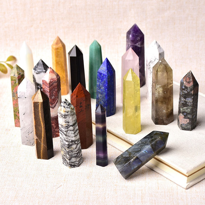 Antique Color Natural Stones Crystal Point Wand Amethyst Rose Quartz Healing Stone
