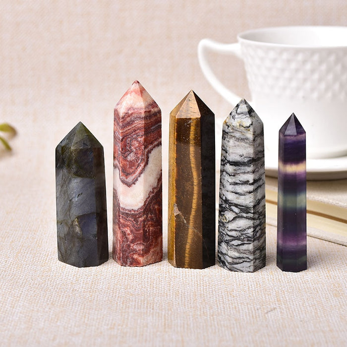 Antique Color Natural Stones Crystal Point Wand Amethyst Rose Quartz Healing Stone