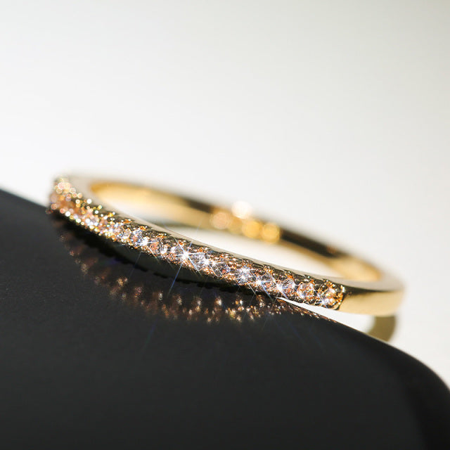Minimalist Thin Rings for Women, Wedding Brilliant Cubic Zircon