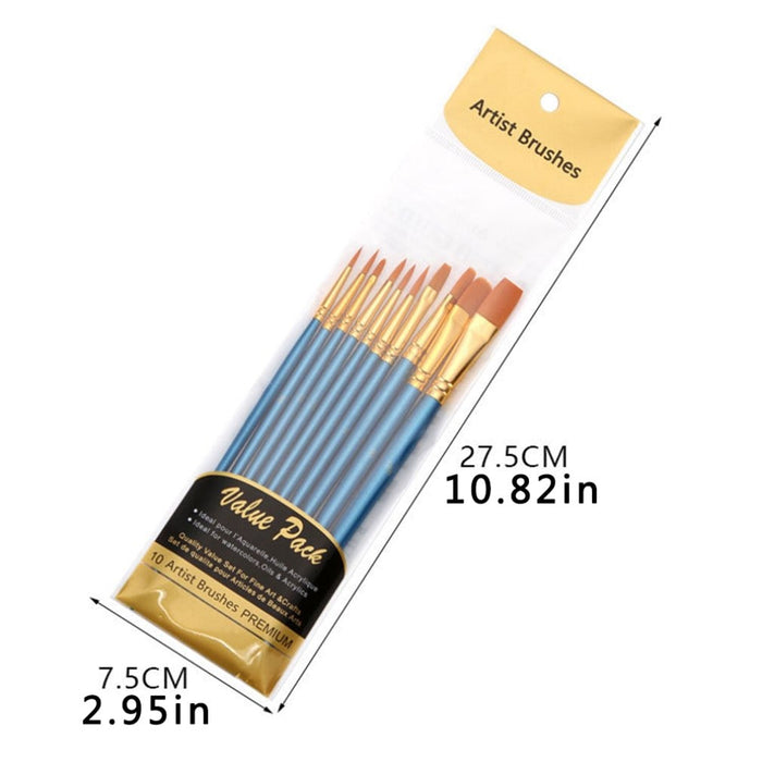Artist Nylon Paint Brush, Professional Watercolor Acrylic Wooden Handle Painting Brushes