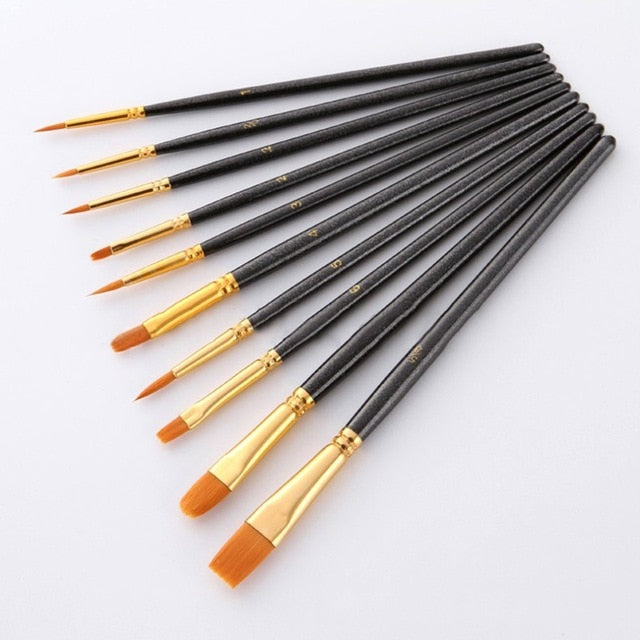 Artist Nylon Paint Brush, Professional Watercolor Acrylic Wooden Handle Painting Brushes
