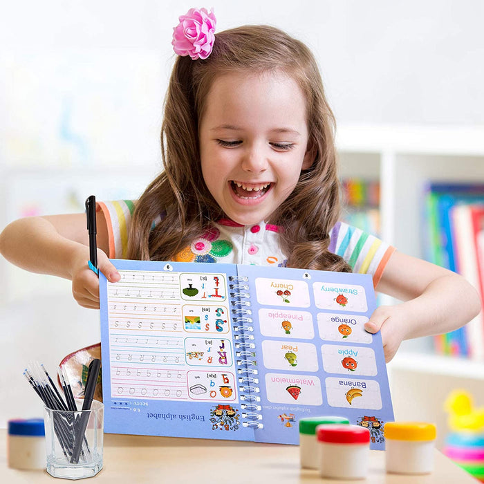 4 Books + Pen Magic Practice Book, Children's Toy, English Copybook For Calligraphy Montessori Toys