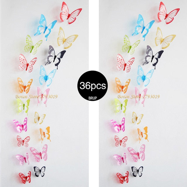 3D Crystal Butterfly Wall Stickers Creative Butterflies with Diamond Home Decor Kids rooms.