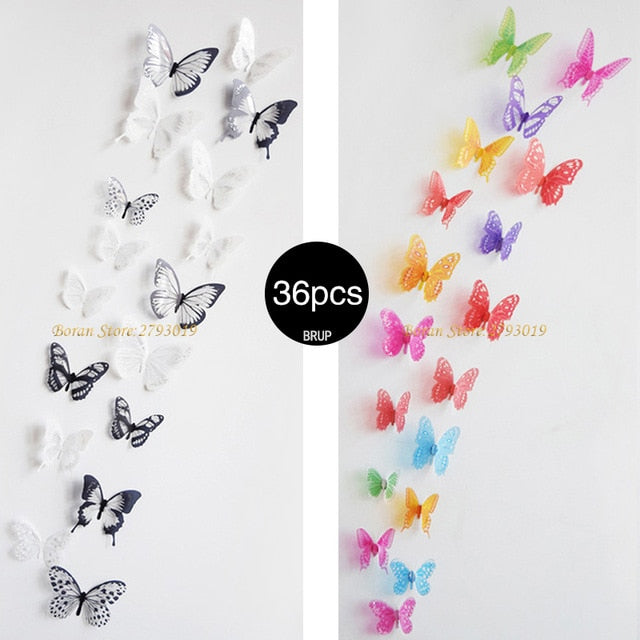 3D Crystal Butterfly Wall Stickers Creative Butterflies with Diamond Home Decor Kids rooms.