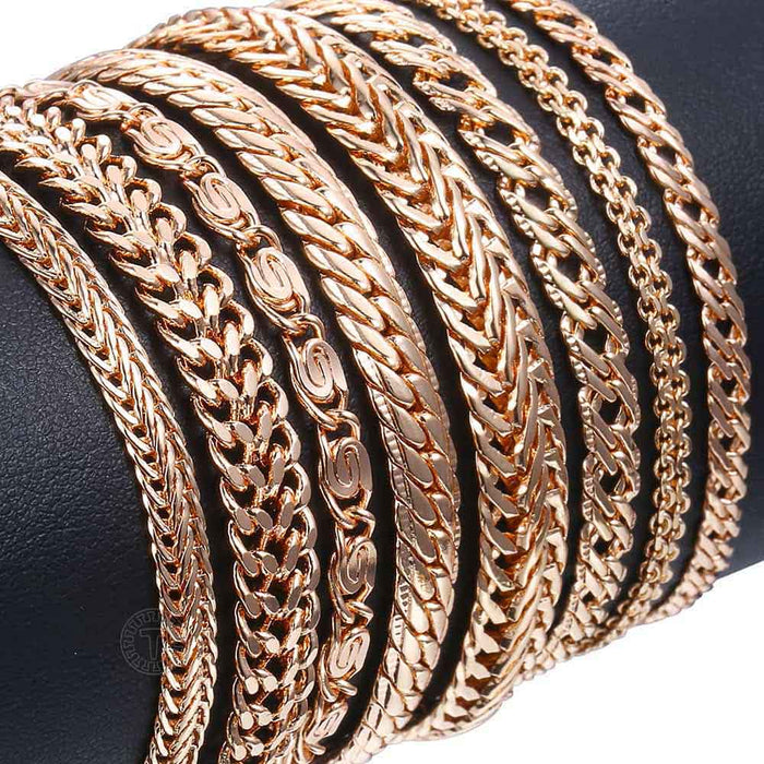 Stylish Bracelets For Women, Rose Gold Curb Snail Foxtail Chains Bracelets chain, designed shiny