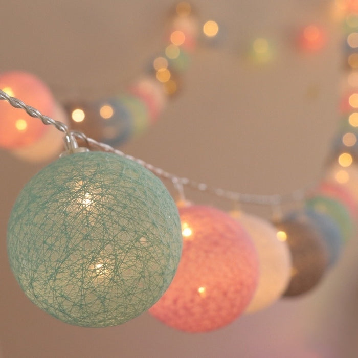 LED Cotton Ball Garland Lights for Christmas