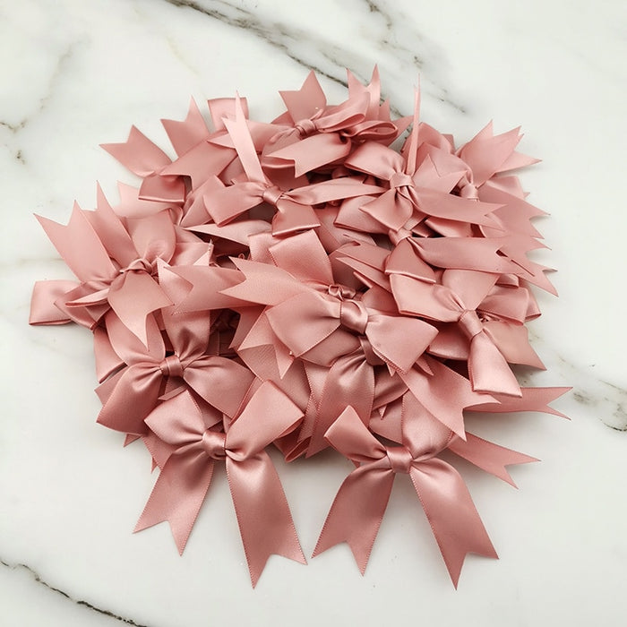 Fresh Pink Ribbon Bows, Small Size Satin Ribbon Bow Flower Craft Decoration
