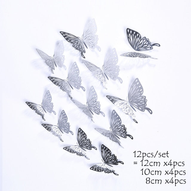 4D Hollow Butterfly Wall Sticker, DIY Home Decoration, Wall Stickers, Party Decors
