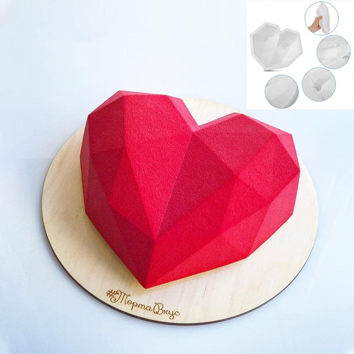 3D Diamond Love Heart Food Grade Mold
