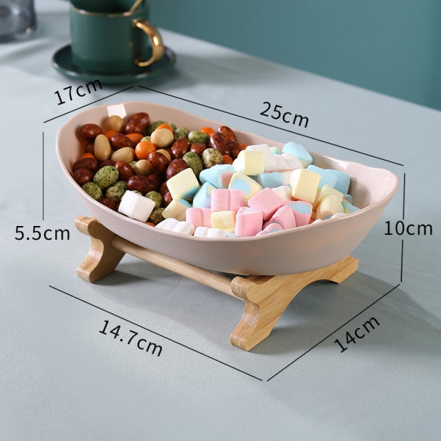 1/3 Tiers Plastic Fruit Plates With Wood Holder