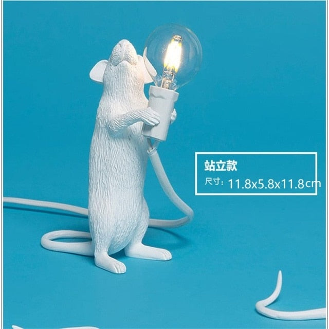 Modern Mini Resin Mouse LED Table Lamps, Nordic Stand Desk Light Luminaire Loft Home Decor Study Fixtures