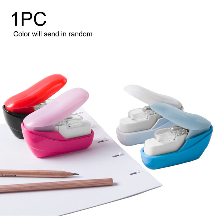 1PC Random Color Stapleless Stapler, Paper  Stapler, Mini Portable School-Office Supplies