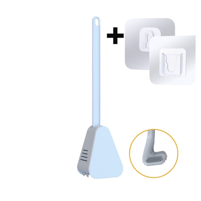 Golf Silicone Toilet Brushes With Holder Set, Long Handled Toilet Cleaning Brush