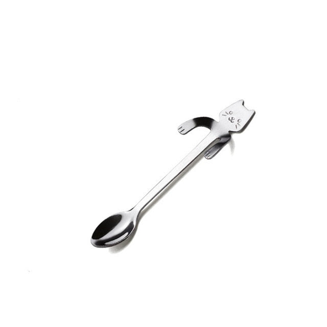 Stainless Steel Coffee Spoon, Lovely Cute Cat Shape Teaspoon