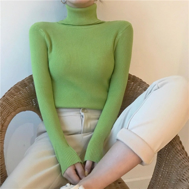 Women Turtleneck Sweaters, Autumn/Winter Slim Pullover for Women