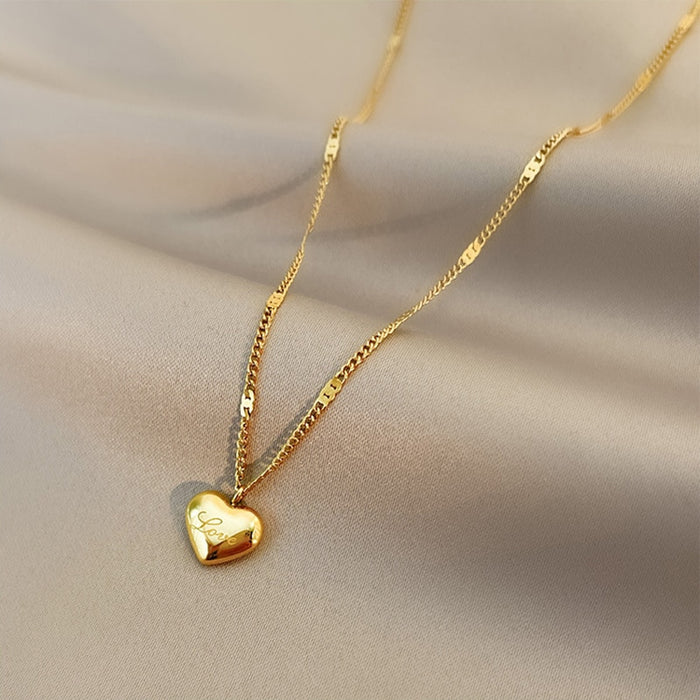 Stainless Steel Gold Color Love Heart Necklaces For Women