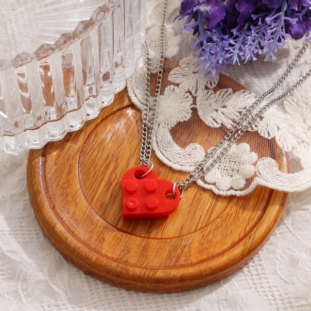 2Pcs Heart Brick, Compatible with Lego Jewelry for Lovers
