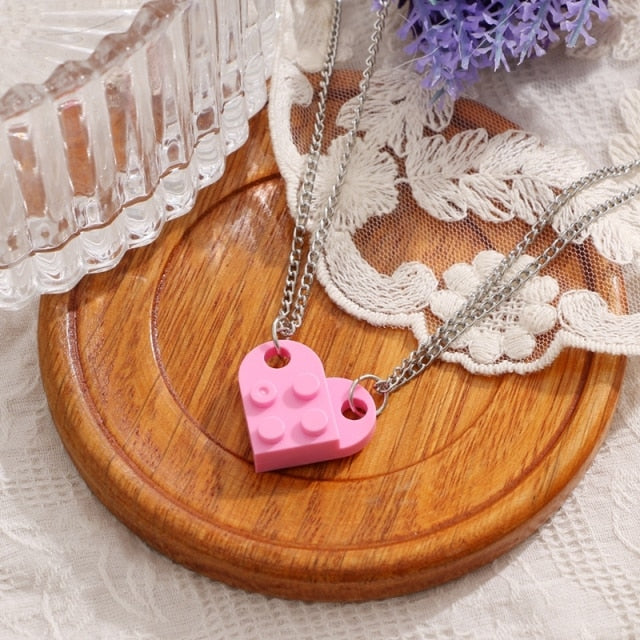2Pcs Heart Brick, Compatible with Lego Jewelry for Lovers