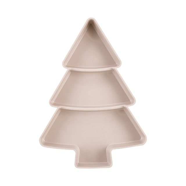 Creative Christmas Tree Shape Plastic Plate, Snack Dishes Bowl