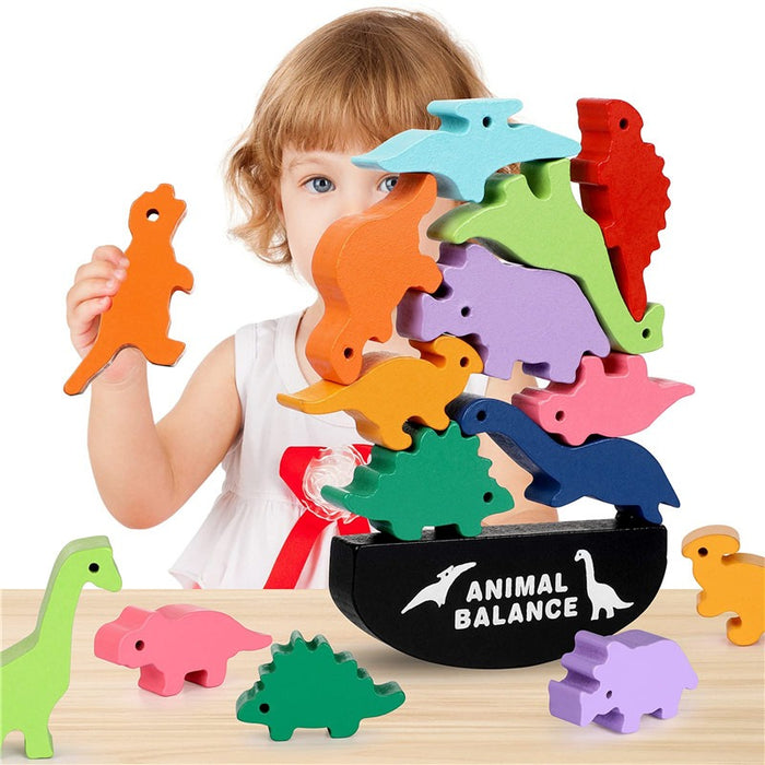 Children Montessori Wooden Animal Balance Blocks, Wooden Educational Puzzles