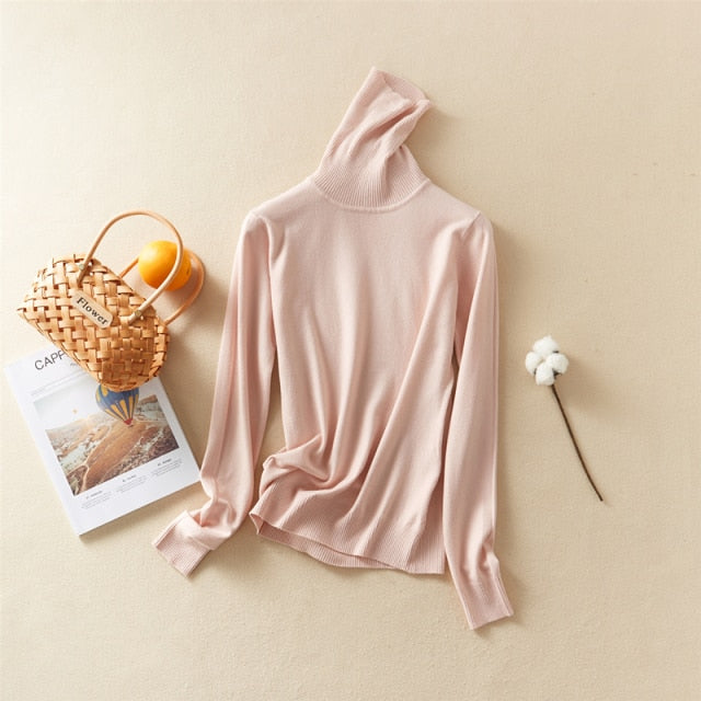 Autumn Winter Top Solid Women Pullover