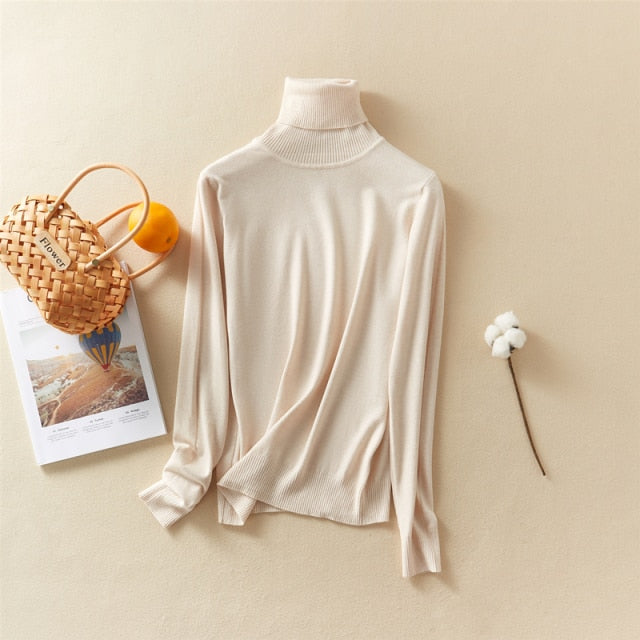 Autumn Winter Top Solid Women Pullover