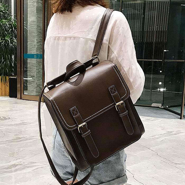 Vintage Backpack, Female Pu Leather Bag