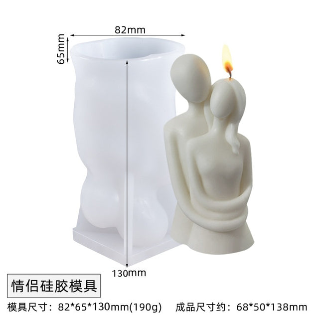 Large 3D Romantic Couple Portrait Candle Mold