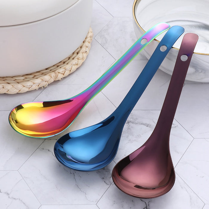 Rainbow Large Chinese Rice Soup Serving Spoon Set