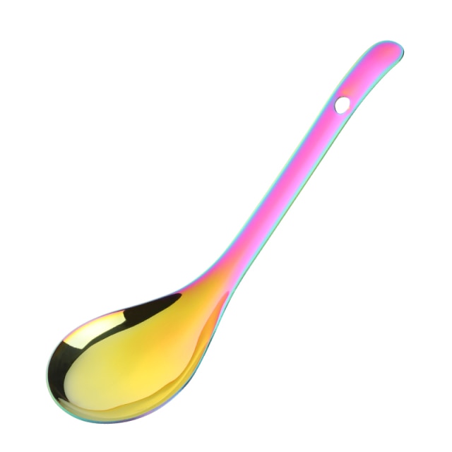 Rainbow Large Chinese Rice Soup Serving Spoon Set